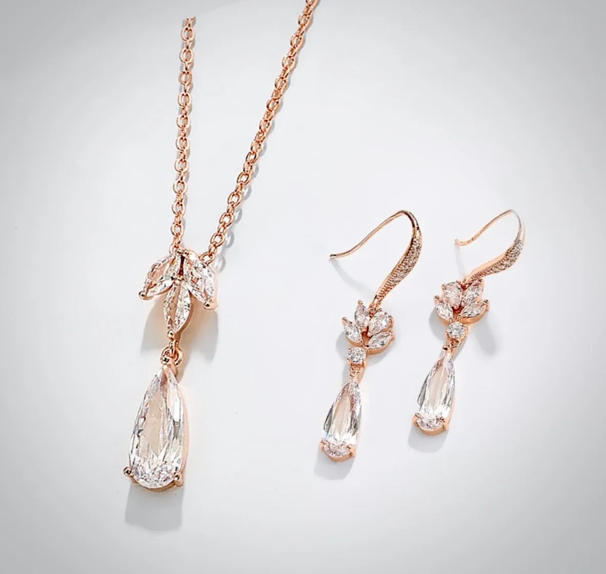 "Solange" - Cubic Zirconia Bridal Necklace - Available in Silver, Rose Gold and Yellow Gold