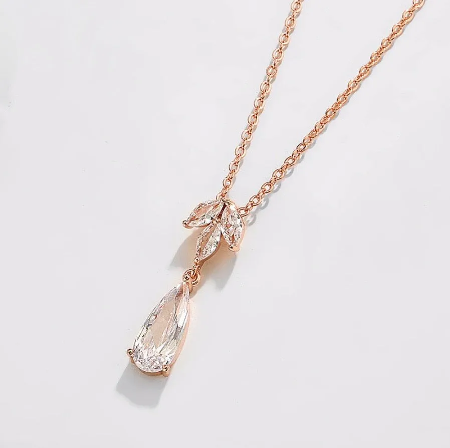 "Solange" - Cubic Zirconia Bridal Necklace - Available in Silver, Rose Gold and Yellow Gold