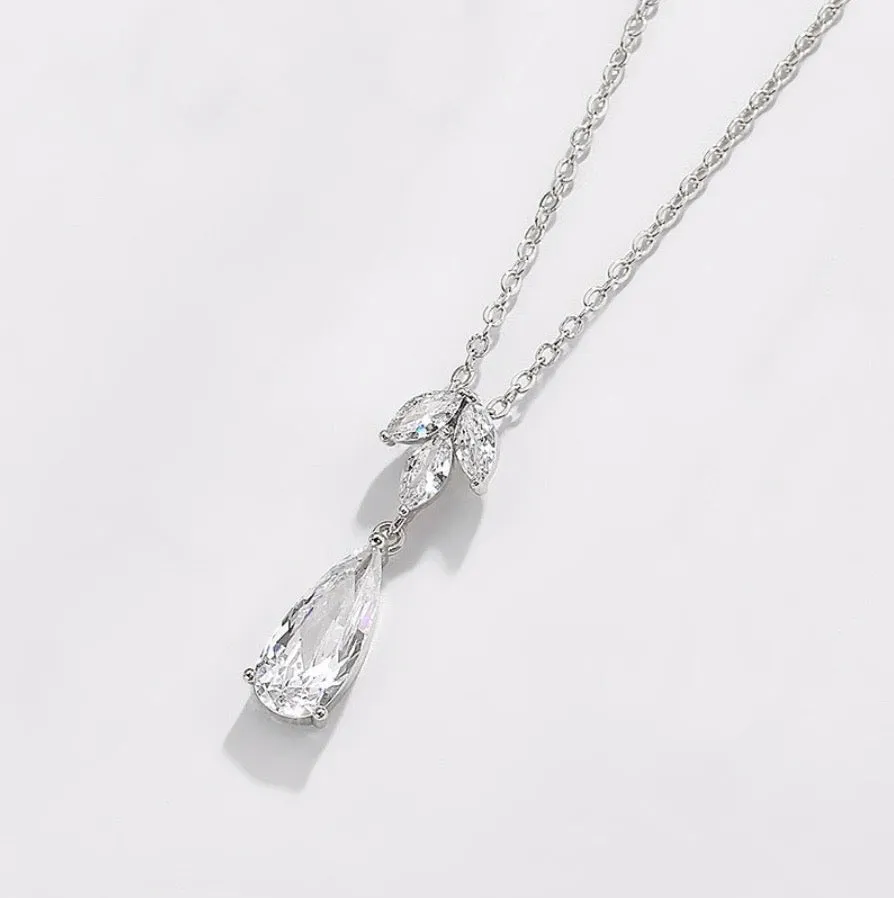 "Solange" - Cubic Zirconia Bridal Necklace - Available in Silver, Rose Gold and Yellow Gold