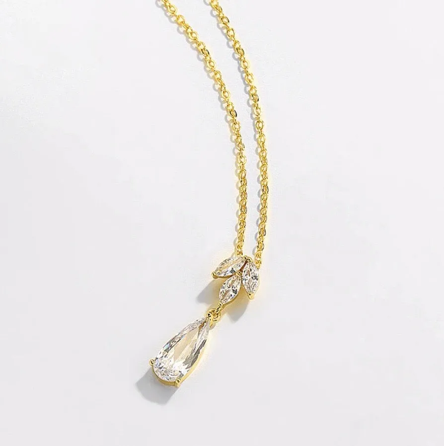 "Solange" - Cubic Zirconia Bridal Necklace - Available in Silver, Rose Gold and Yellow Gold