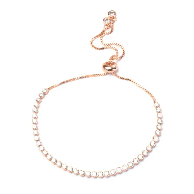 Rose Gold Cubic Zirconia Adjustable Bracelet