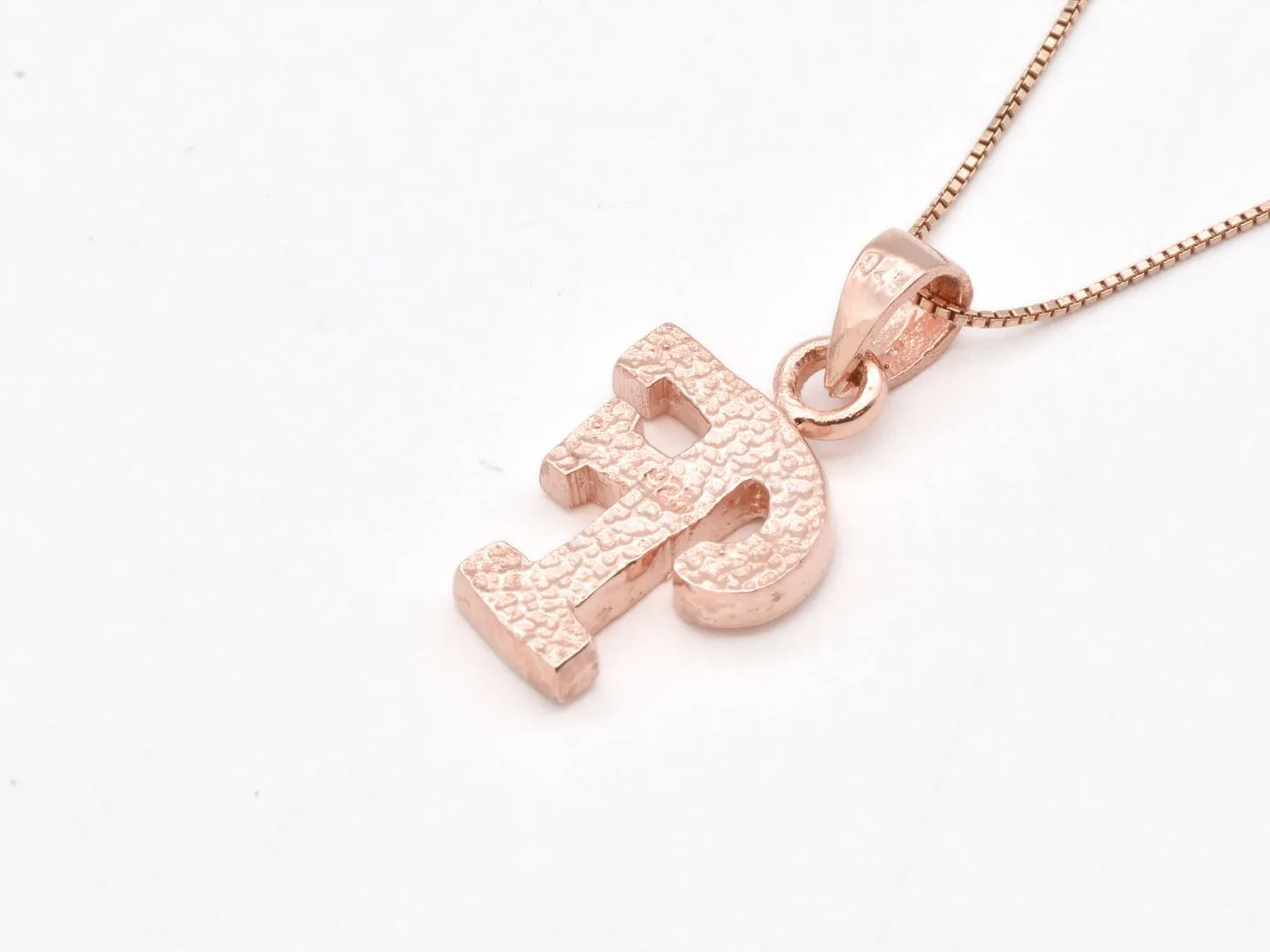 Rose Gold Letter F Pendant - Alphabet Letter Necklace - Pink Letter F Pendant