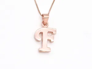 Rose Gold Letter F Pendant - Alphabet Letter Necklace - Pink Letter F Pendant