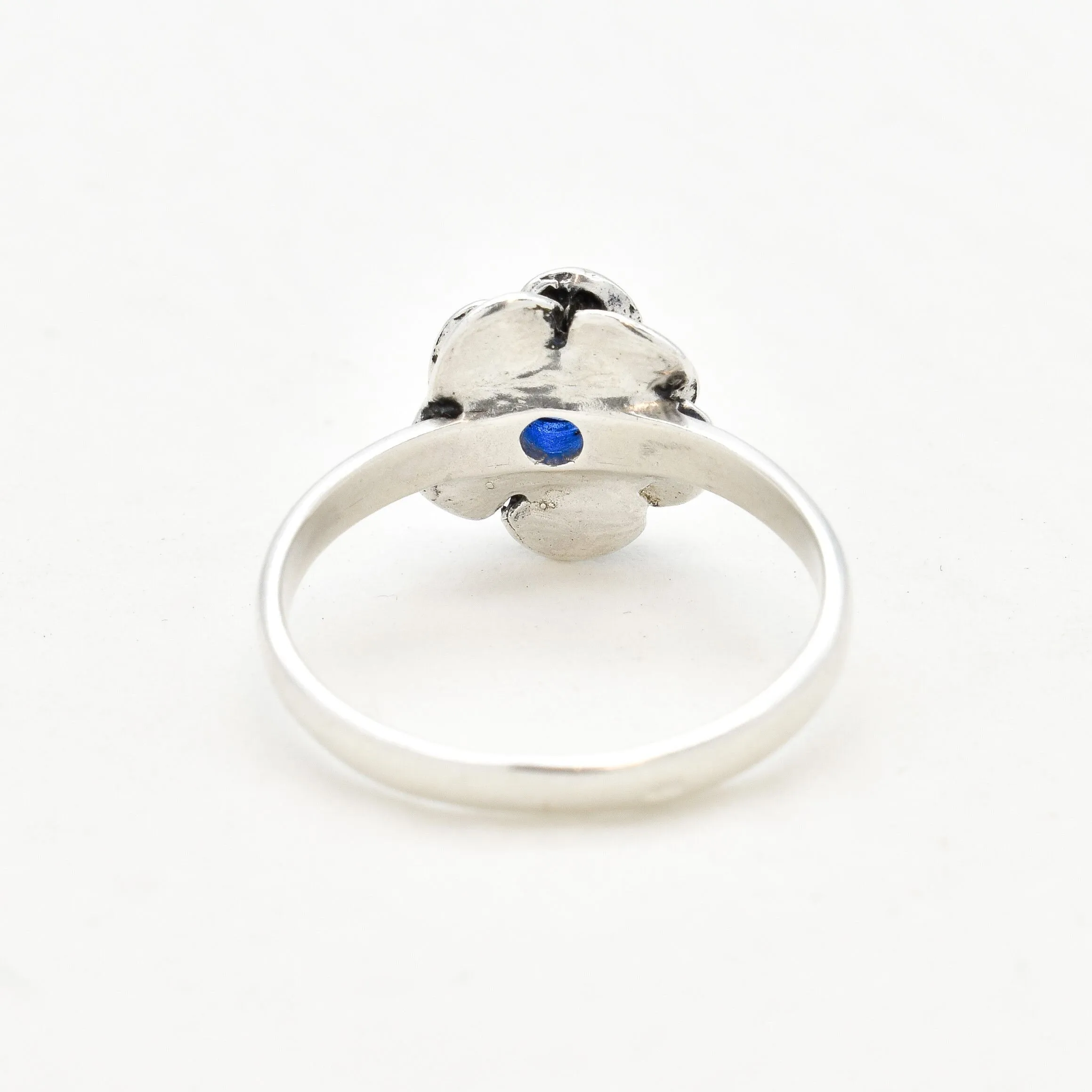 Rose Sapphire Ring - Solitaire Flower Ring, Blue Promise Ring