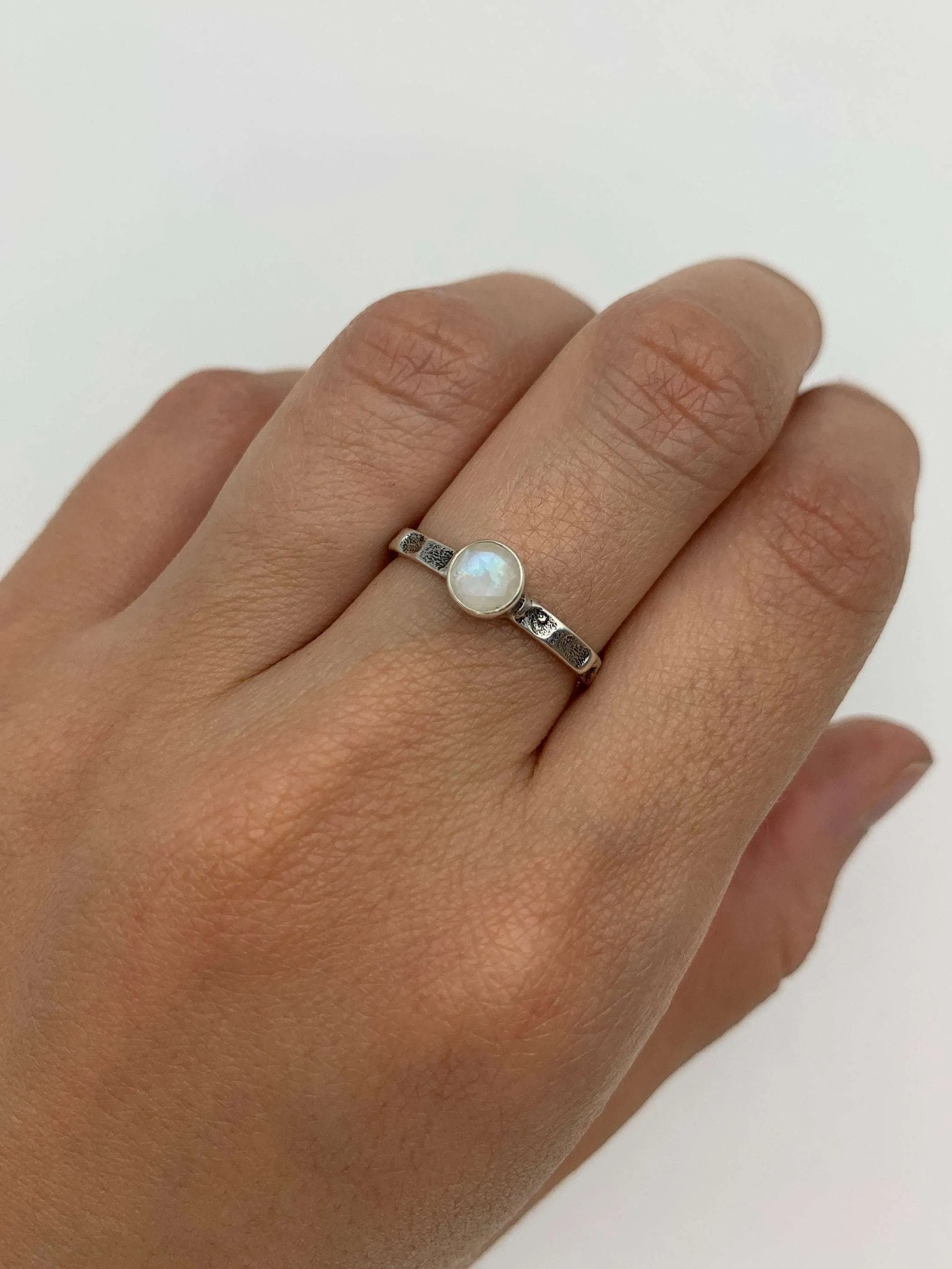 Round Moonstone Ring - Natural Moonstone Ring, June Birthstone Ring