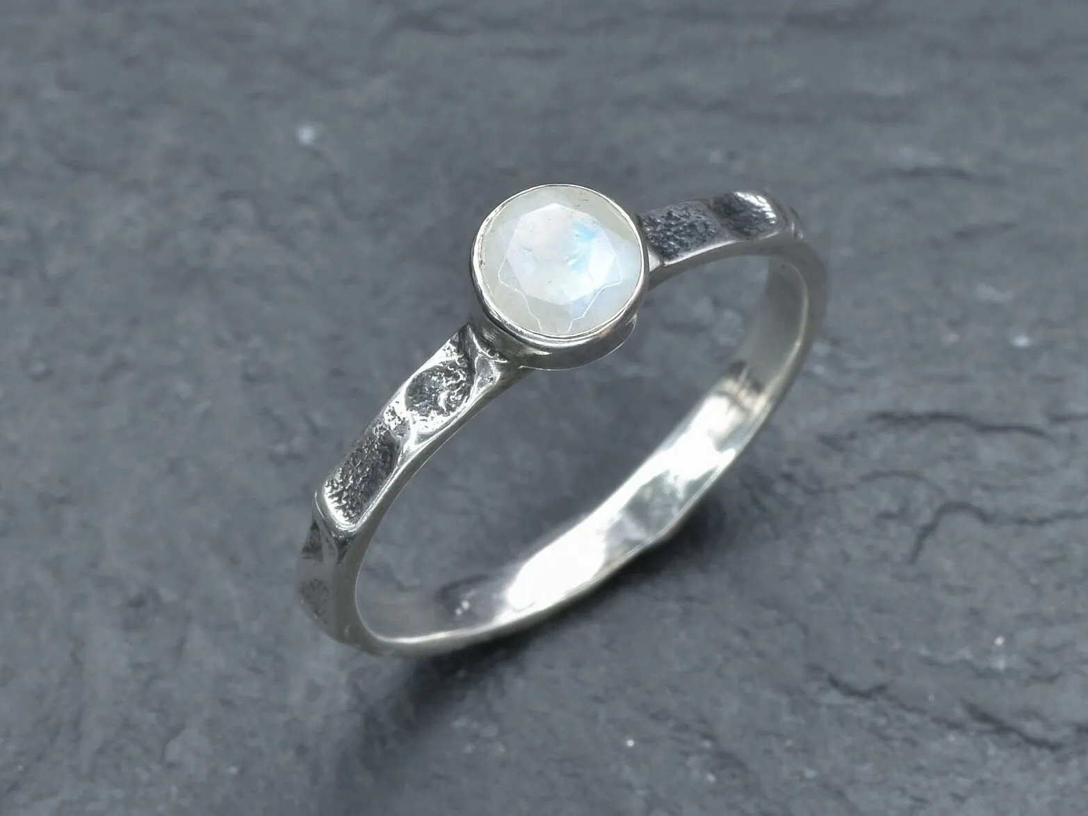 Round Moonstone Ring - Natural Moonstone Ring, June Birthstone Ring