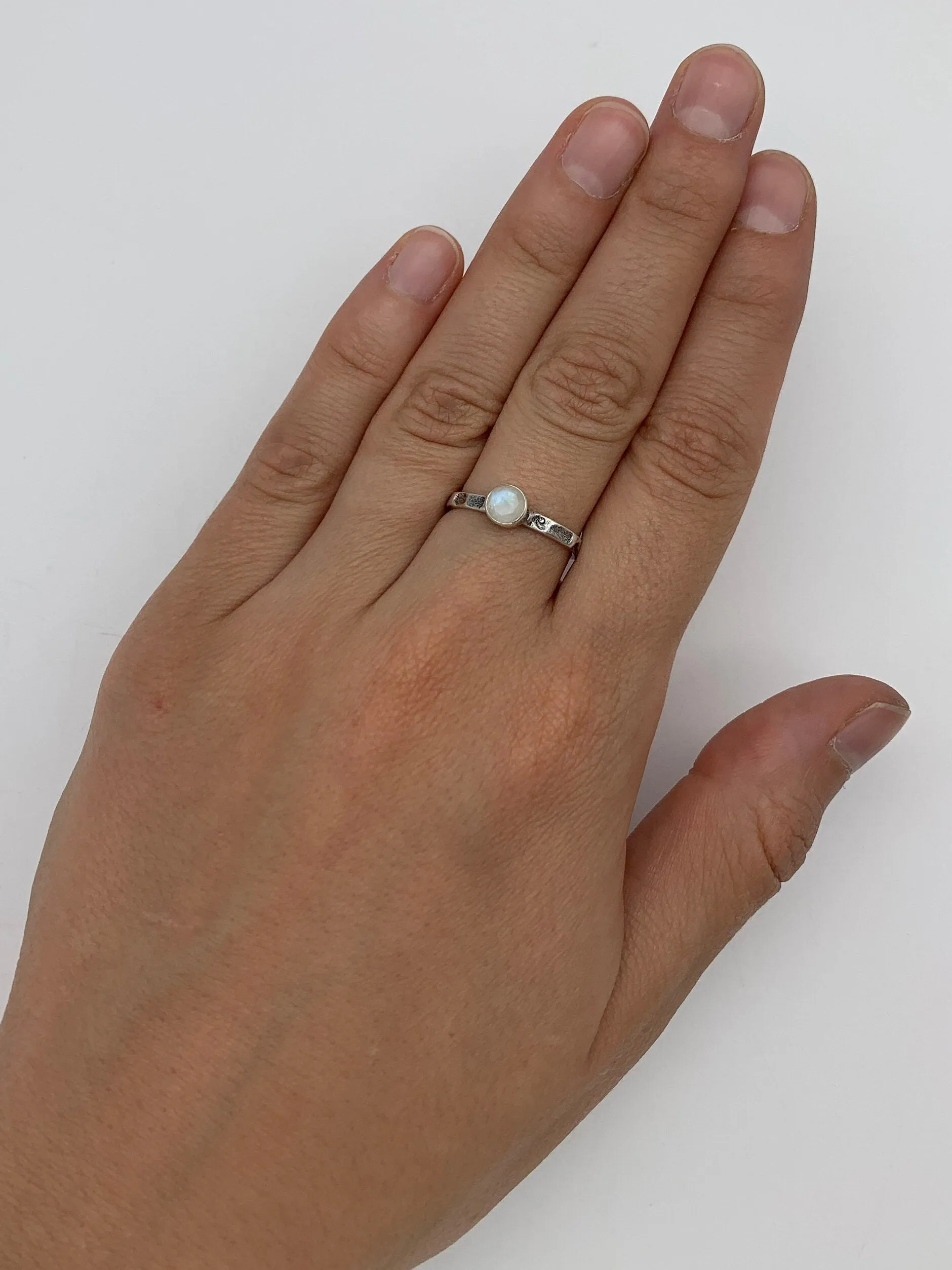 Round Moonstone Ring - Natural Moonstone Ring, June Birthstone Ring