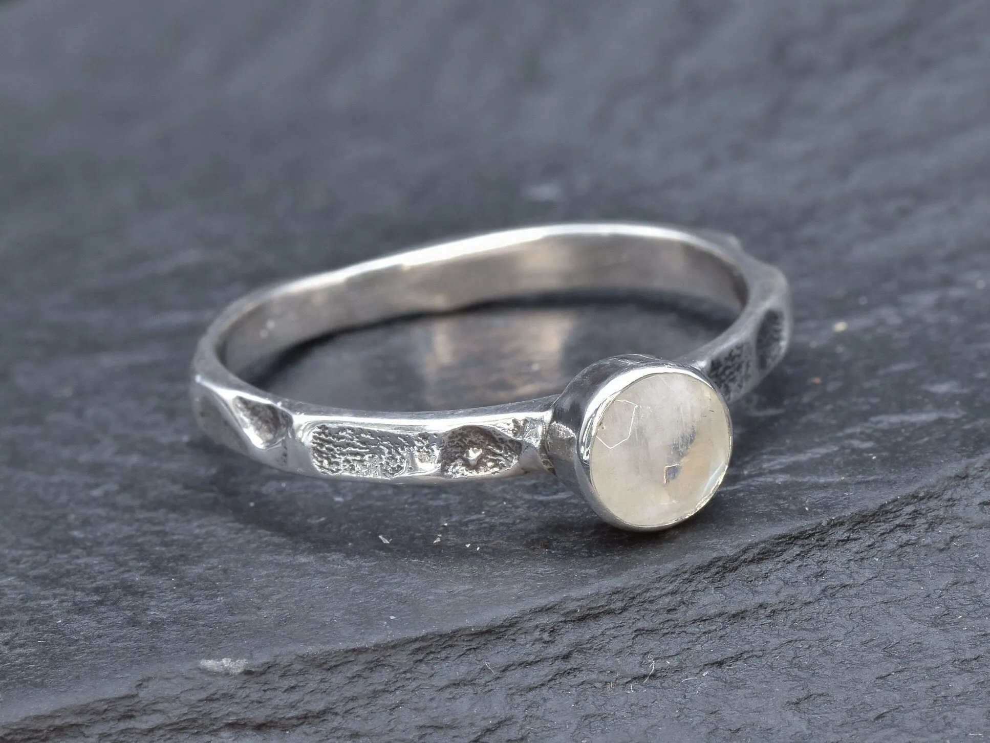 Round Moonstone Ring - Natural Moonstone Ring, June Birthstone Ring