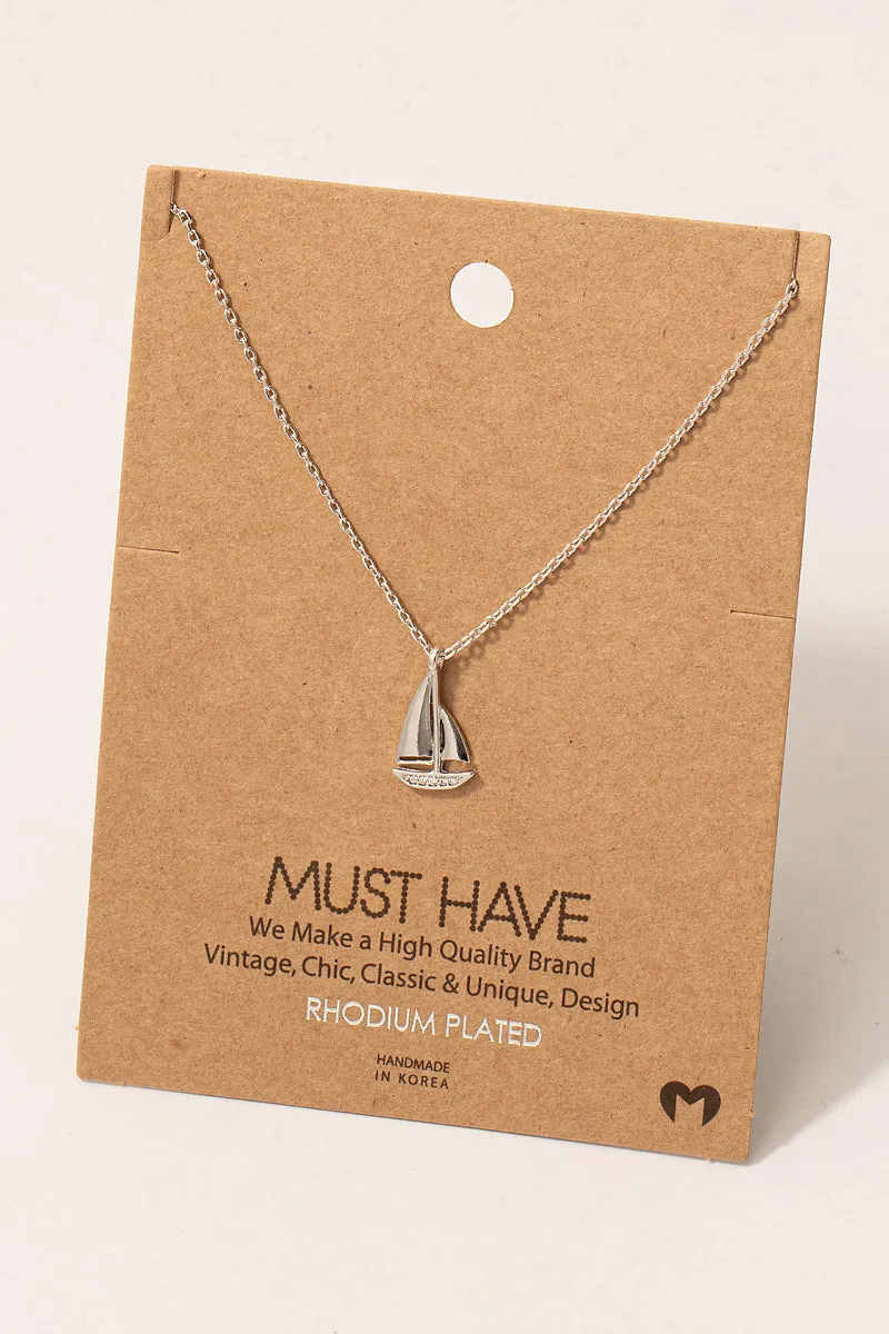 Sailing Away Dainty Sailboat Pendant Necklace