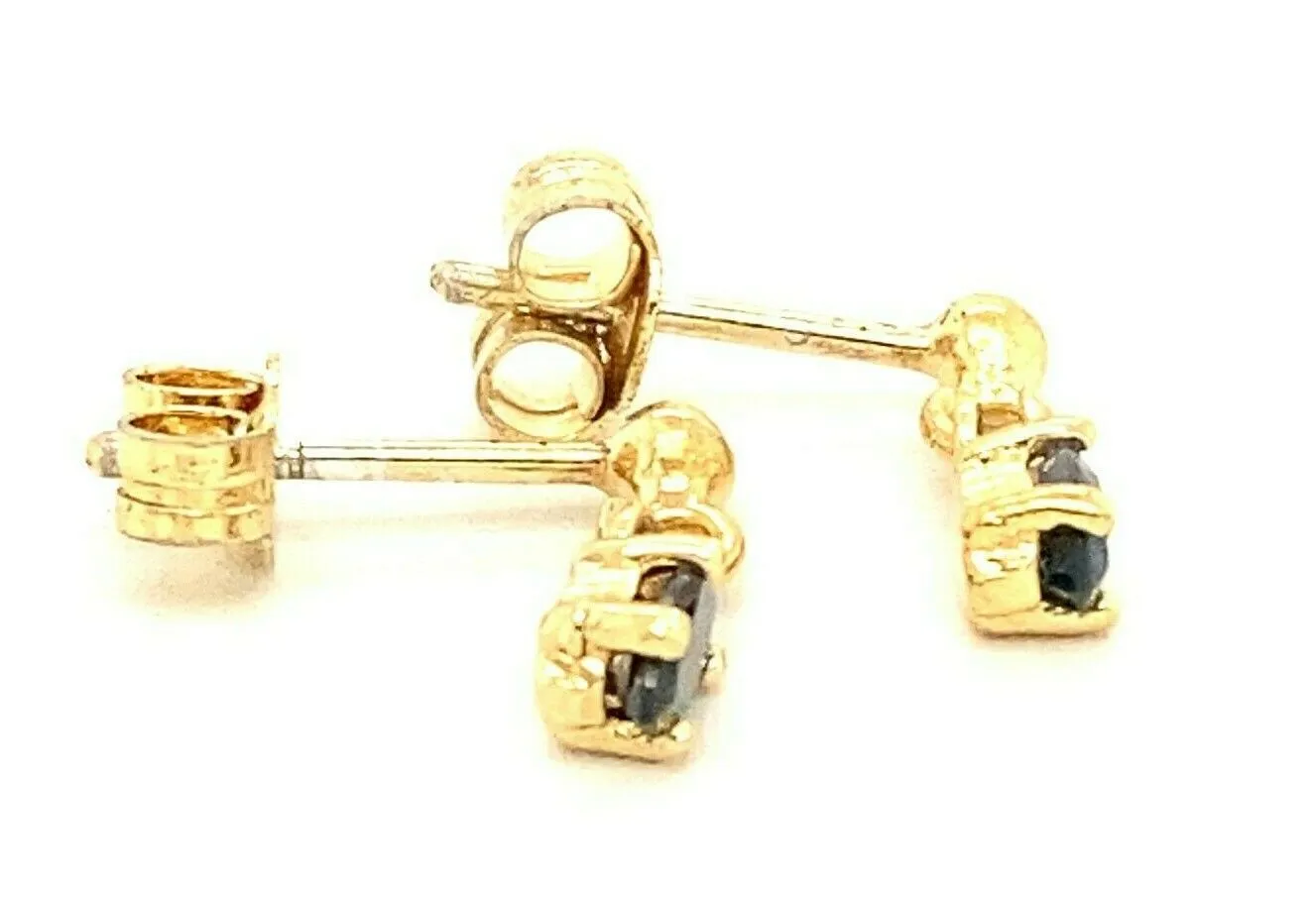 Sapphire & 9ct Yellow Gold Drop/Dangle Earrings for Pierced Ears - Fine Jewellery