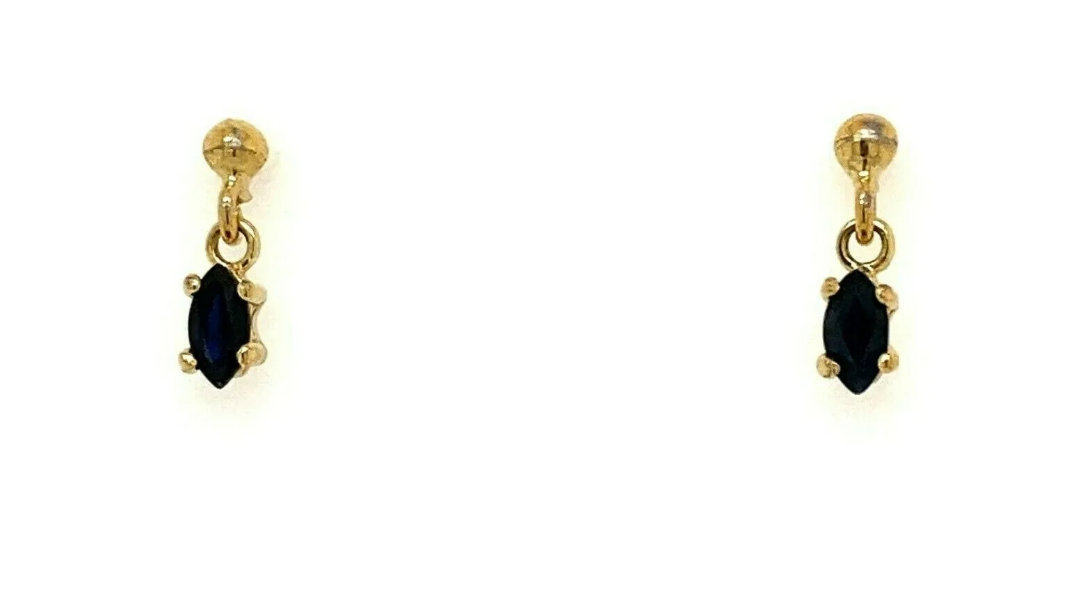 Sapphire & 9ct Yellow Gold Drop/Dangle Earrings for Pierced Ears - Fine Jewellery