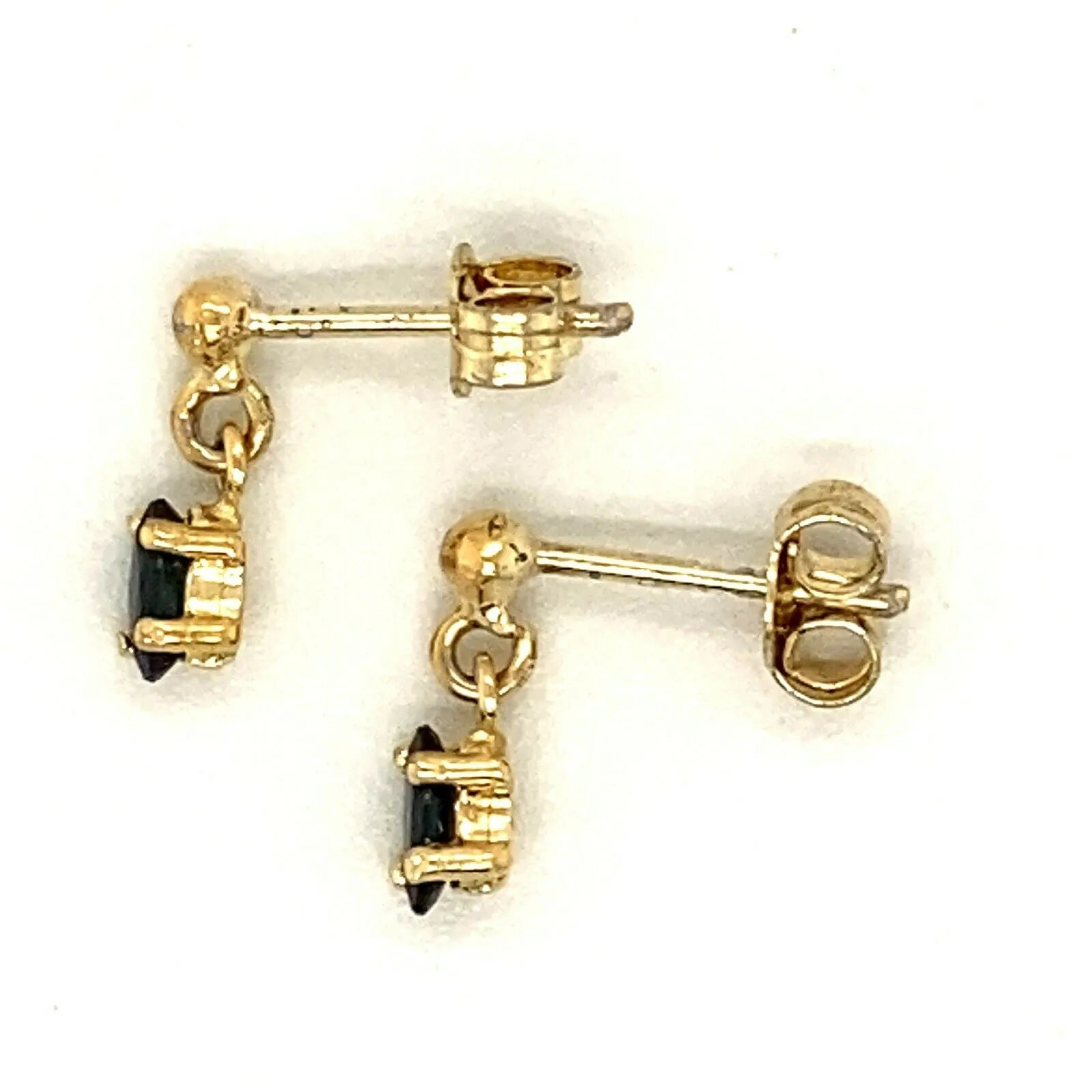 Sapphire & 9ct Yellow Gold Drop/Dangle Earrings for Pierced Ears - Fine Jewellery