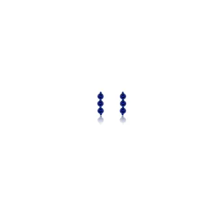 Sapphire & Colored Rhodium Stick Earrings