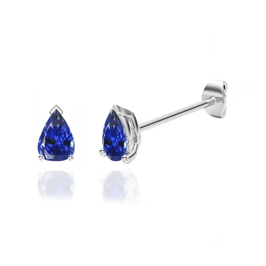 SCARLETT - Pear Blue Sapphire 950 Platinum Stud Earrings