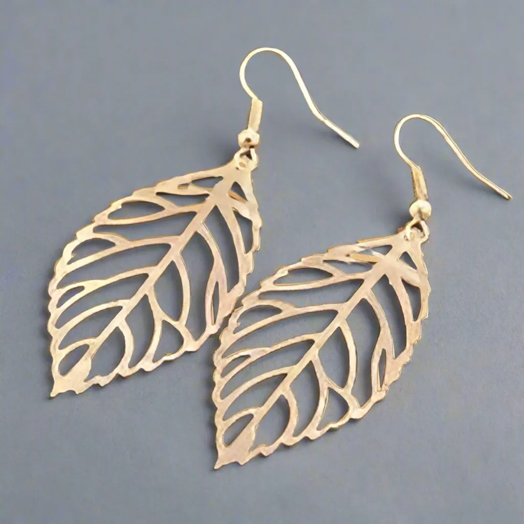 Seasons of Beauty Leaf Cut Out Necklace or Earrings for Woman