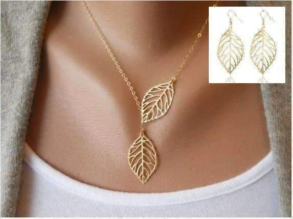 Seasons of Beauty Leaf Cut Out Necklace or Earrings for Woman