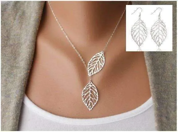 Seasons of Beauty Leaf Cut Out Necklace or Earrings for Woman