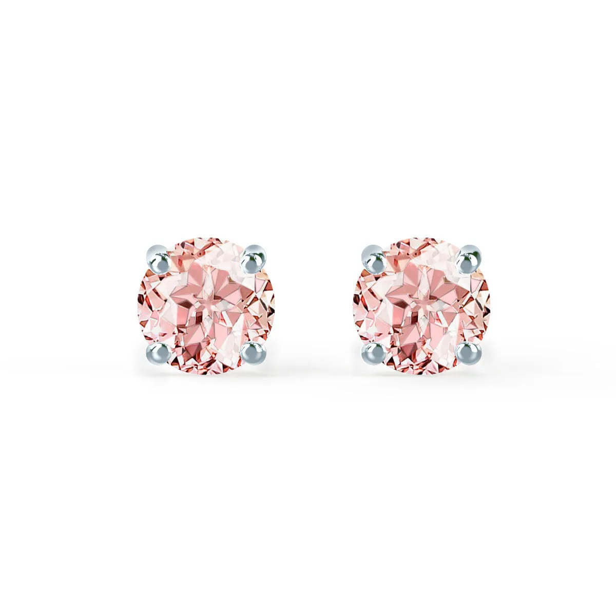 SENA - Round Champagne Sapphire 950 Platinum Stud Earrings