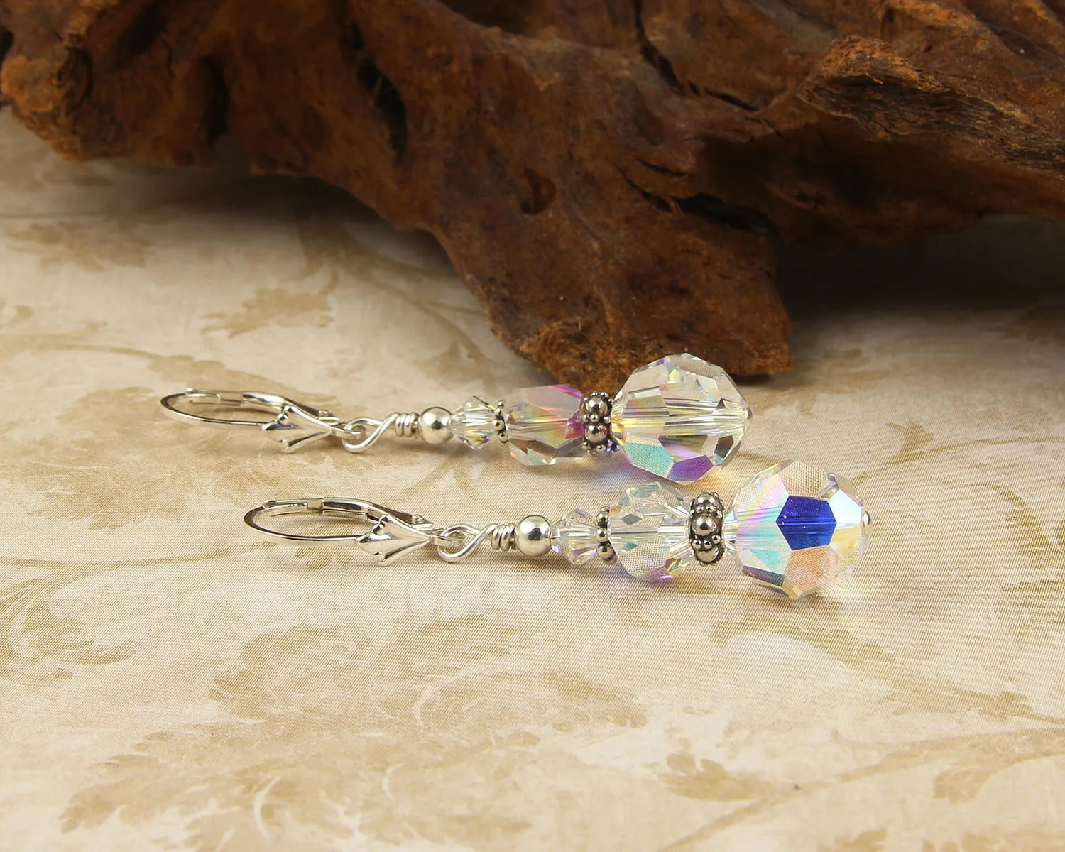 Shimmery Crystal Drop Beaded Earrings