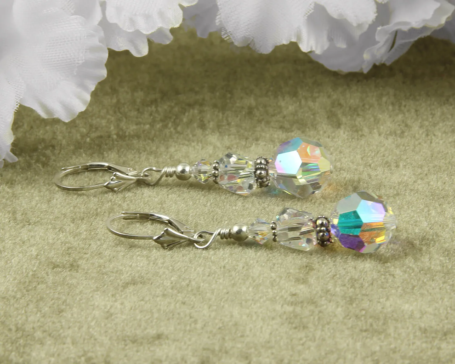 Shimmery Crystal Drop Beaded Earrings