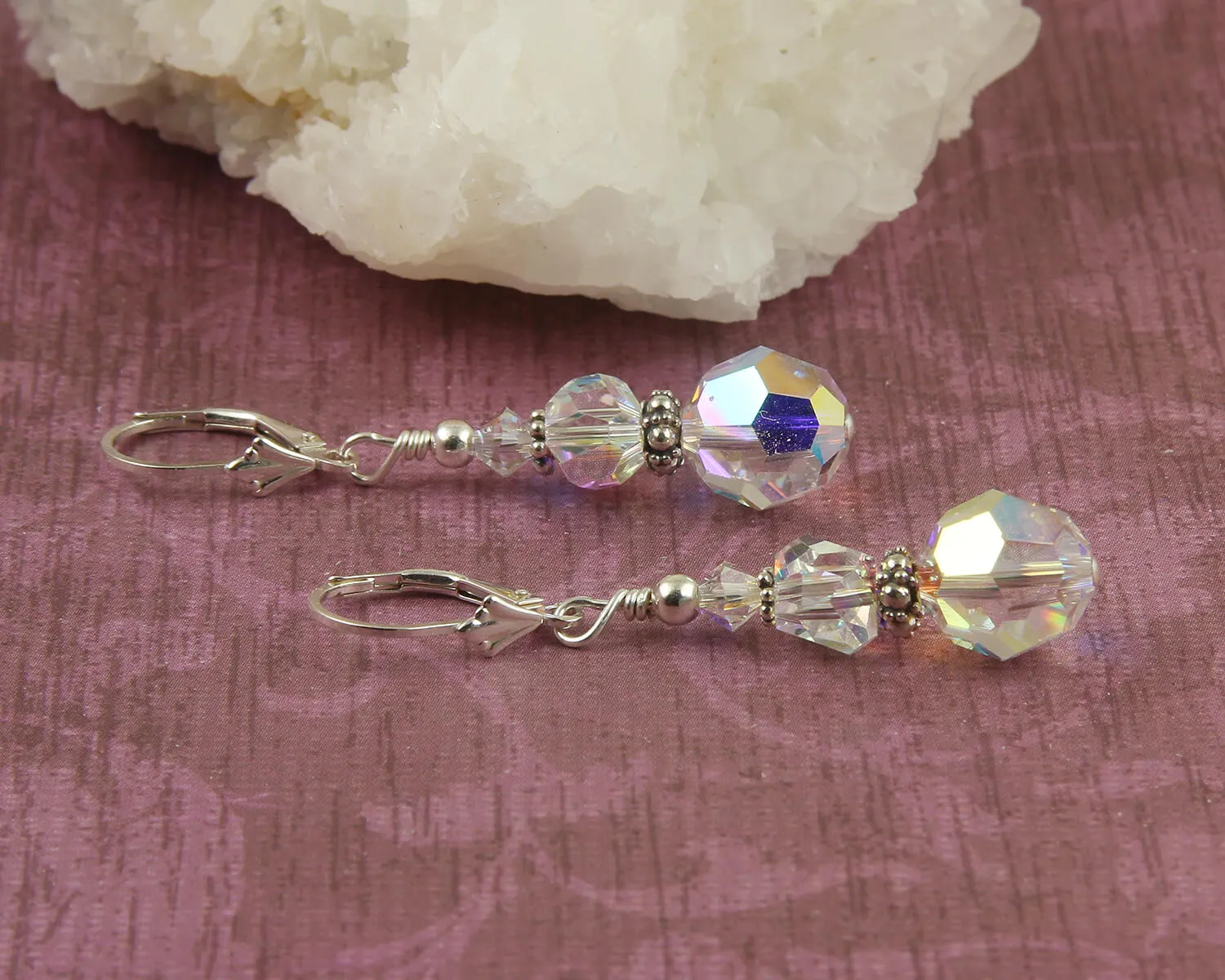 Shimmery Crystal Drop Beaded Earrings