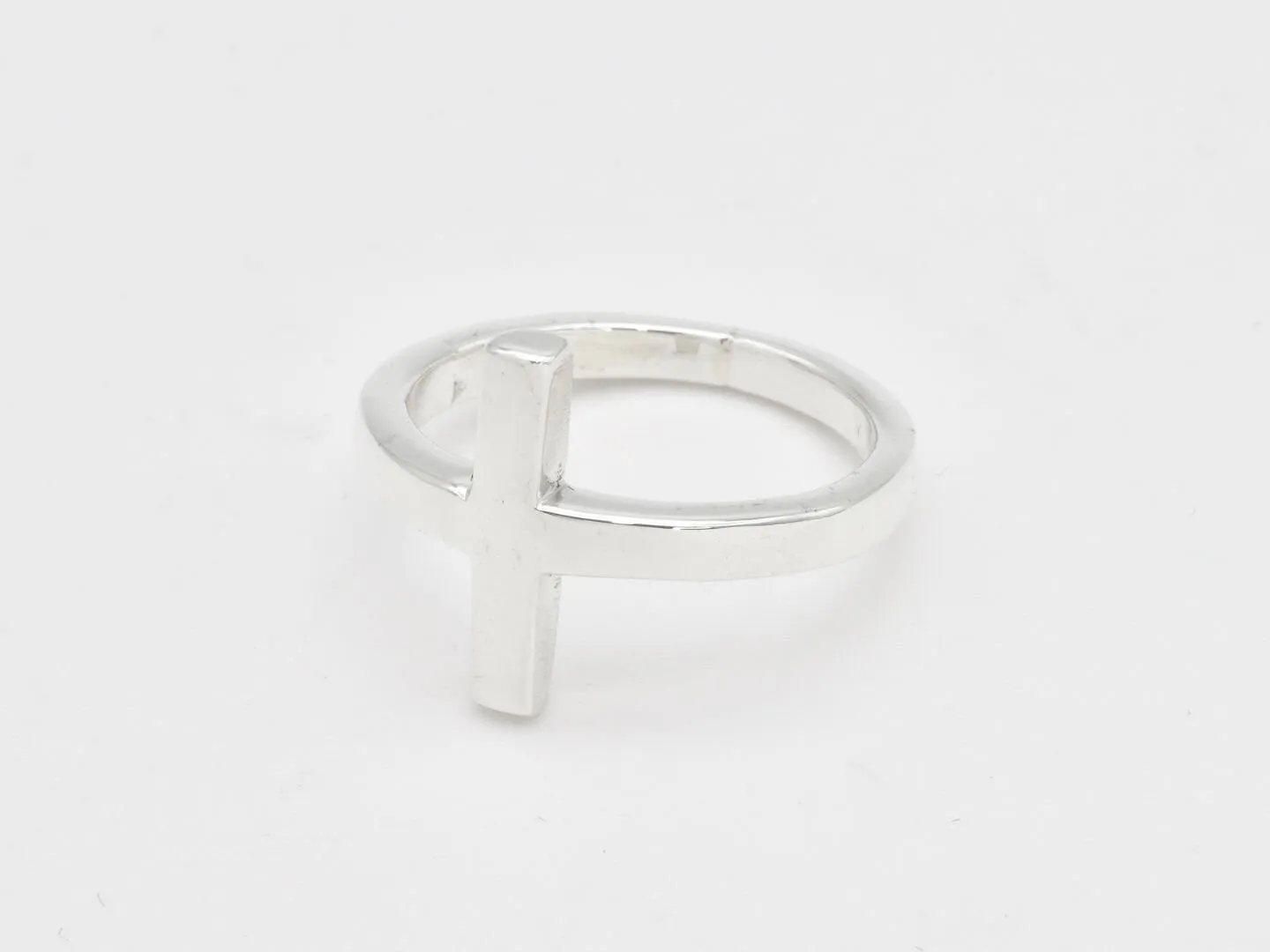 Sideways Cross Ring - Silver Cross Ring- Minimalist Cross Ring