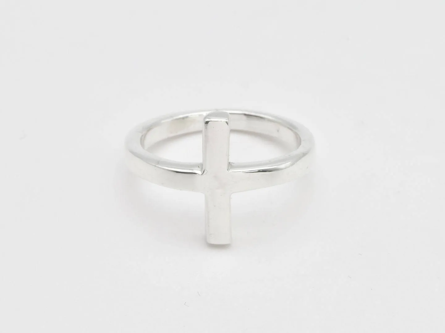 Sideways Cross Ring - Silver Cross Ring- Minimalist Cross Ring