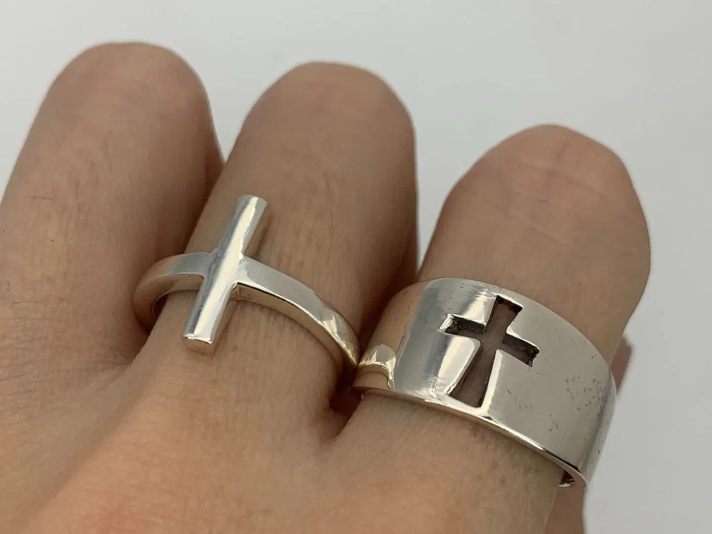 Sideways Cross Ring - Silver Cross Ring- Minimalist Cross Ring