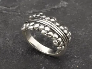 Silver Bubble Ring - Silver Beaded Ring - Thick Silver Band Ring