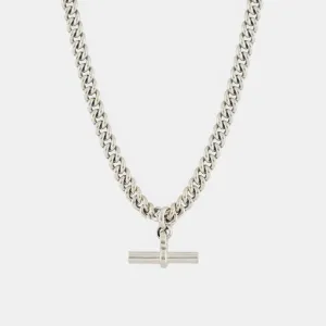 Silver Curb T-Bar Necklace