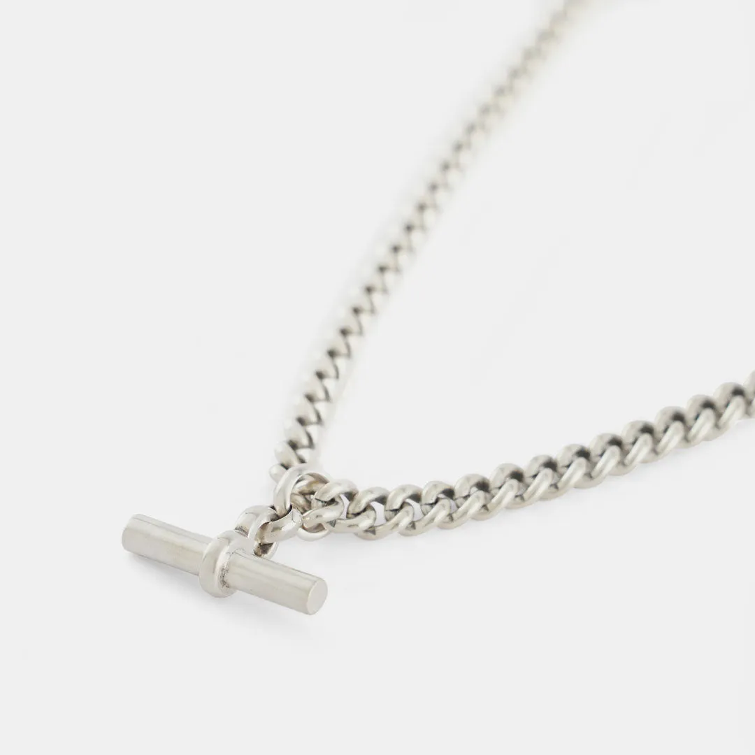 Silver Curb T-Bar Necklace