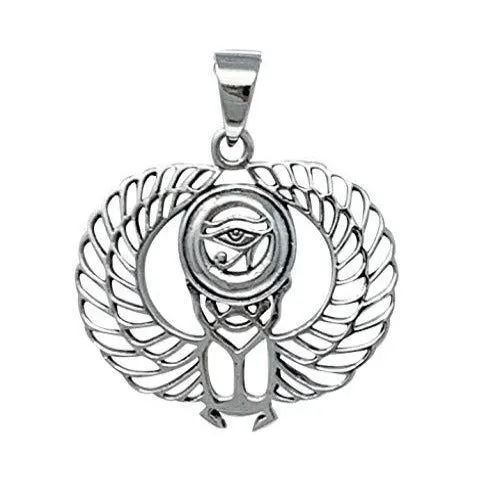 Silver Egyptian Scarab Eye Pendant For Women And Men