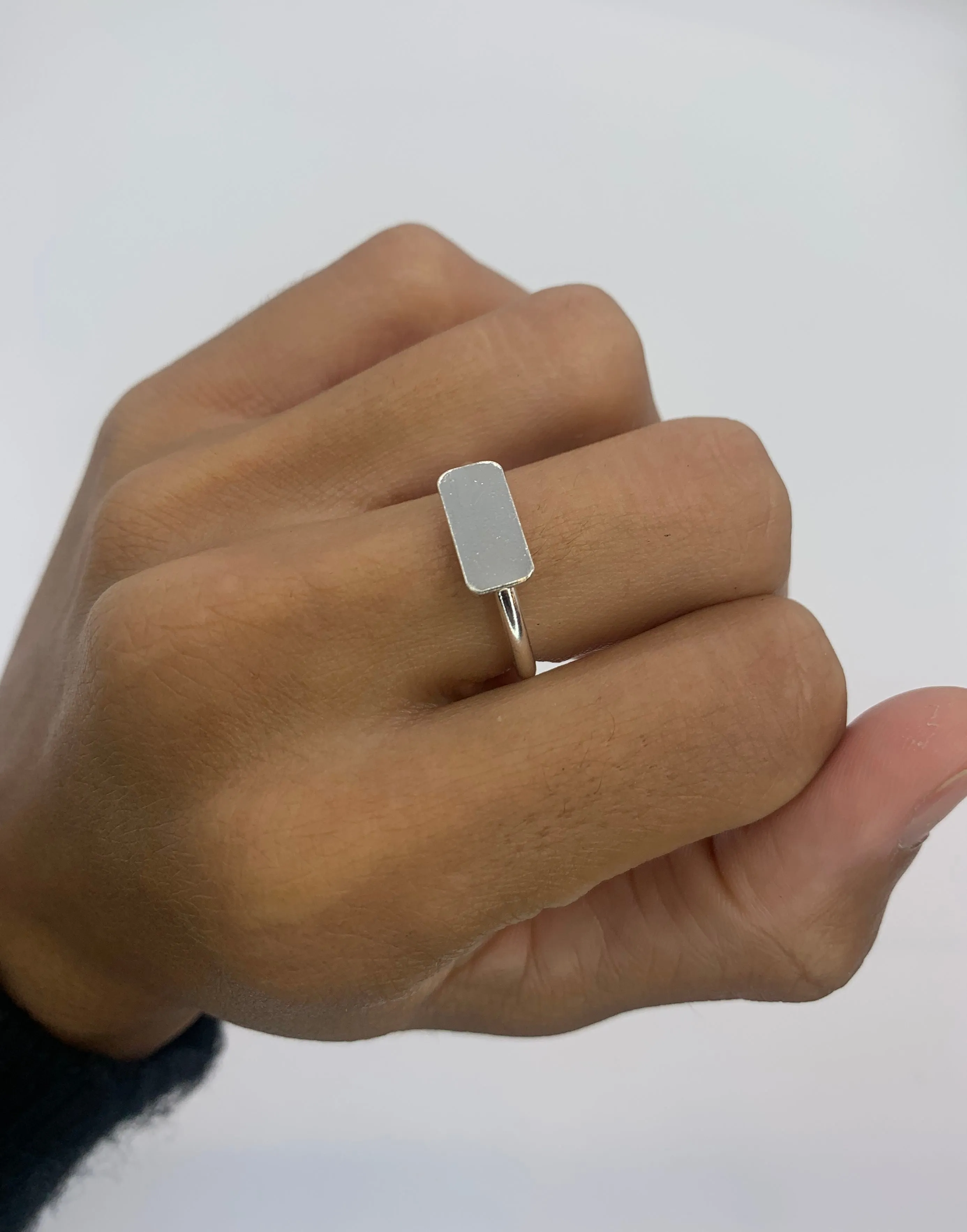 Silver ID Ring - Plain Rectangle Ring - Minimalist Silver Ring