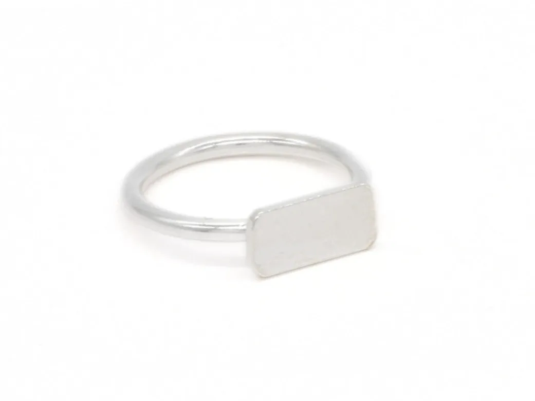 Silver ID Ring - Plain Rectangle Ring - Minimalist Silver Ring