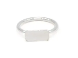 Silver ID Ring - Plain Rectangle Ring - Minimalist Silver Ring