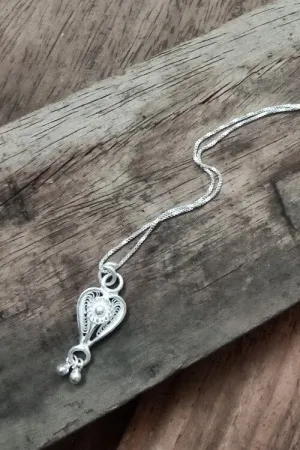 Silver Linings "Heart" Silver Filigree Handmade Pendant and Chain