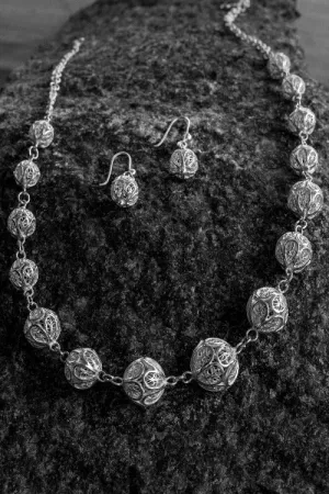 Silver Linings "Rudraksha" Silver Filigree Handmade Necklace Set