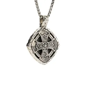 Silver or Silver and Bronze Celtic Cross Cushion Pendant XL