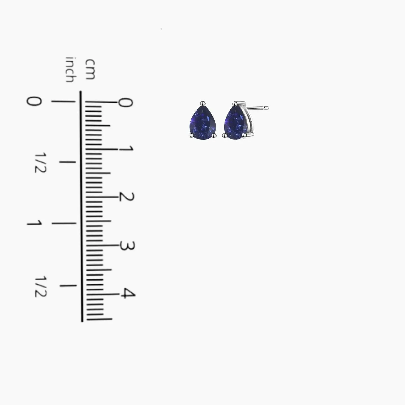 Silver Sapphire Earrings - Pear Shaped - Irosk®