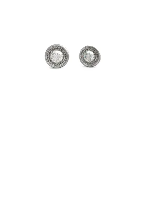 Silver Solitaire Crystal Stud Earrings