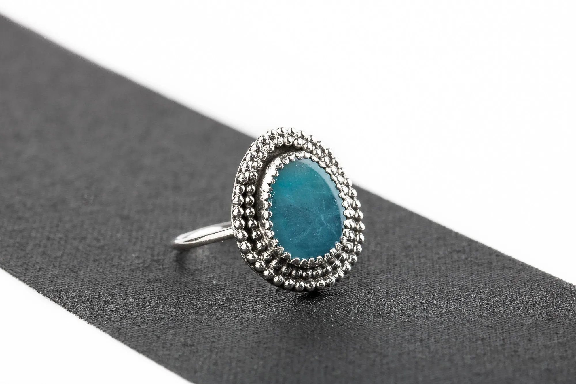 Size 6 Blue Boulder Opal Gemstone Ring