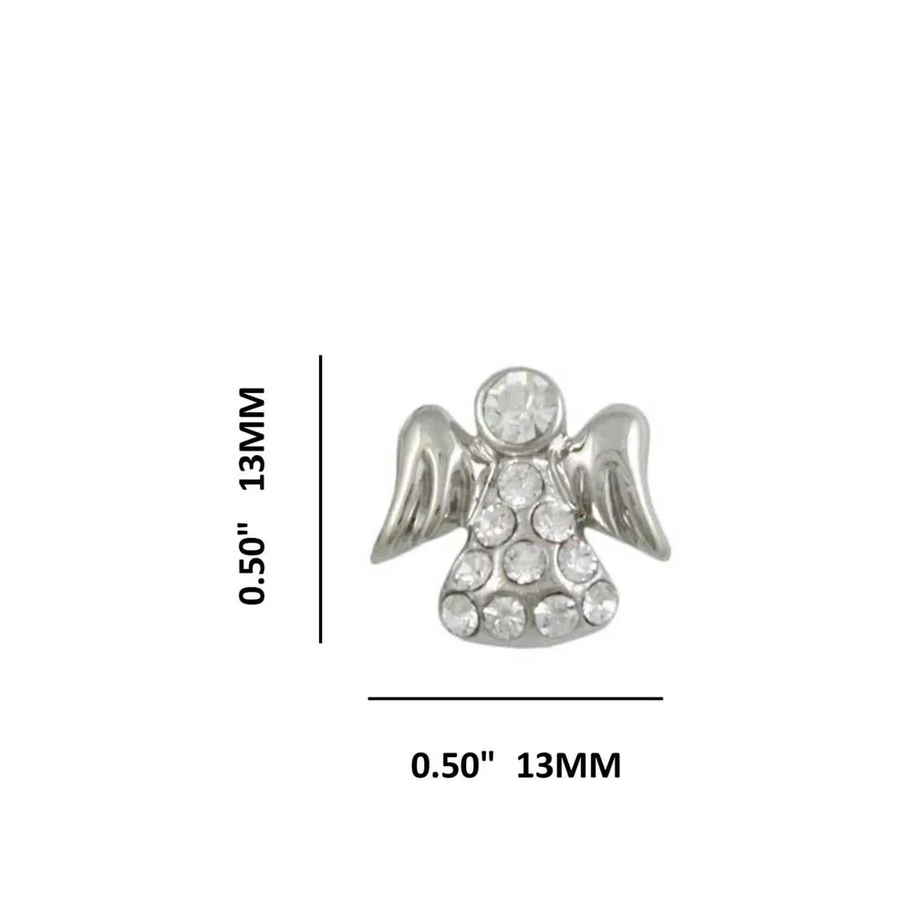 Small Silver Crystal Angel Stud Pierced Earring - REC907