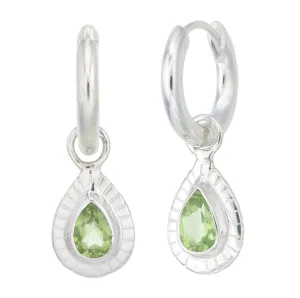 SMALL TEARDROP HOOPS - PERIDOT - SILVER