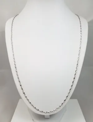 Sparkly 18k White Gold Spiral Link 26" Necklace