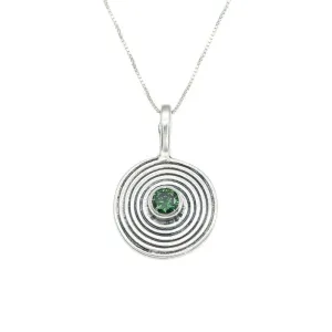 Spiral Emerald Necklace - Infinity Necklace - Round Emerald Statement Necklace