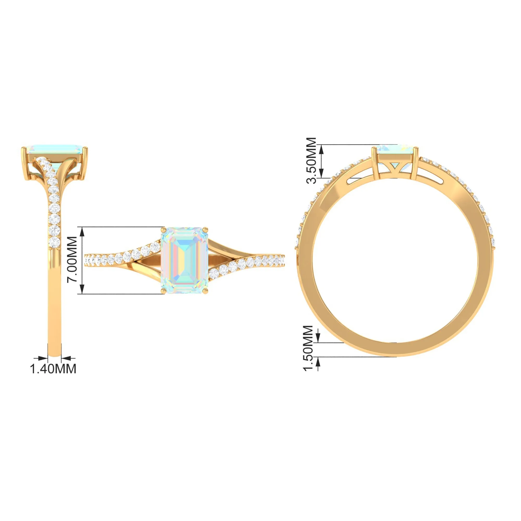 Split Shank Ethiopian Opal Solitaire Engagement Ring with Diamond