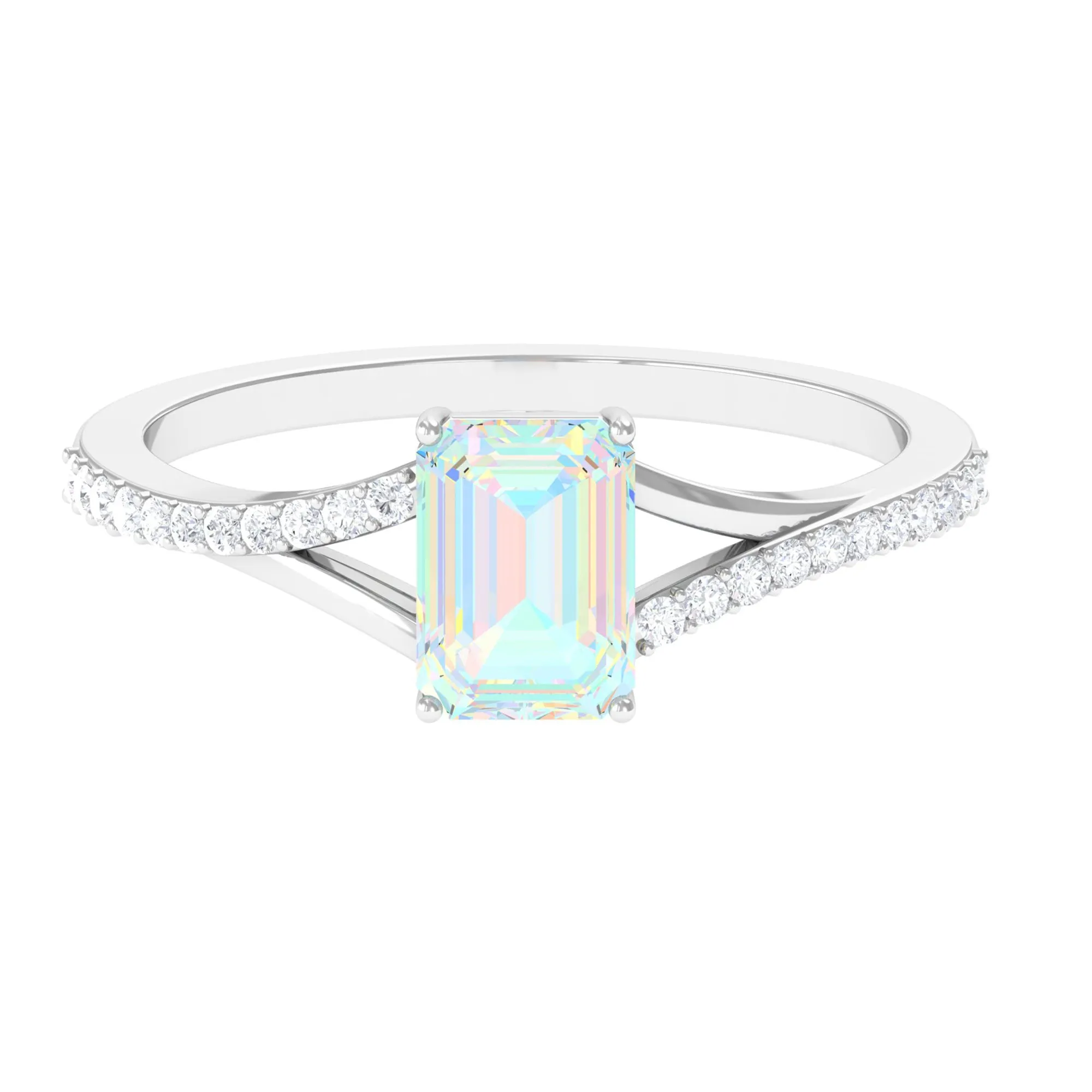 Split Shank Ethiopian Opal Solitaire Engagement Ring with Diamond