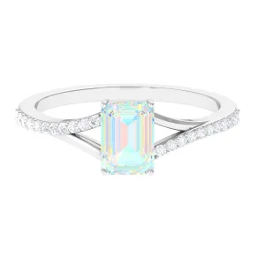 Split Shank Ethiopian Opal Solitaire Engagement Ring with Diamond