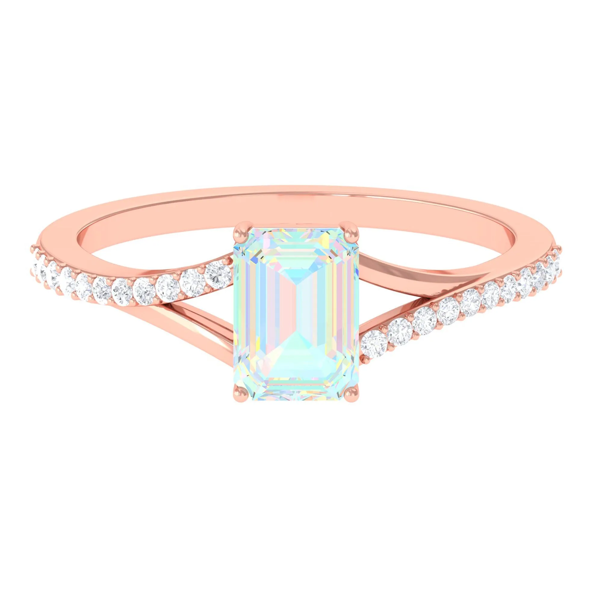 Split Shank Ethiopian Opal Solitaire Engagement Ring with Diamond