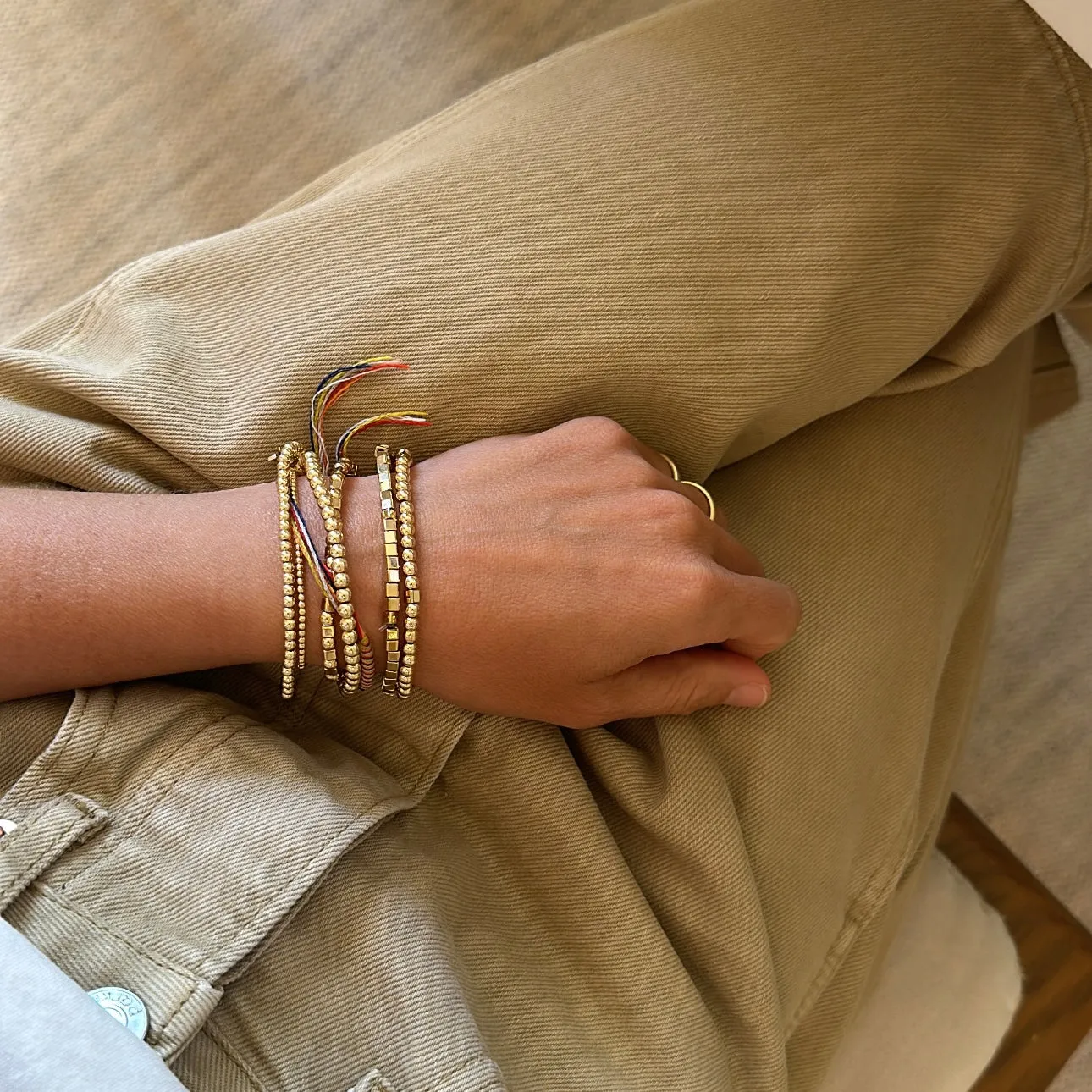 Square Beaded Bracelet Stack